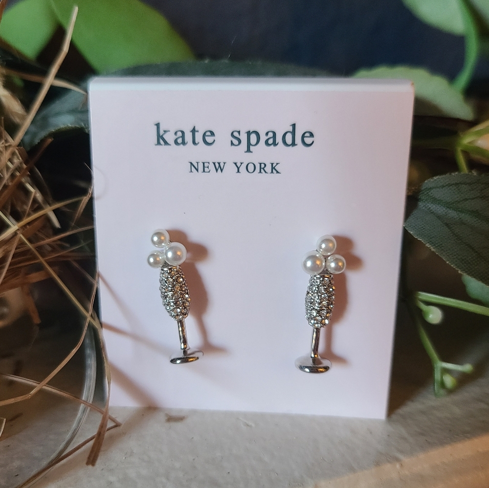 Kate Spade Silver Cheers To That Studs Earrings 🥂